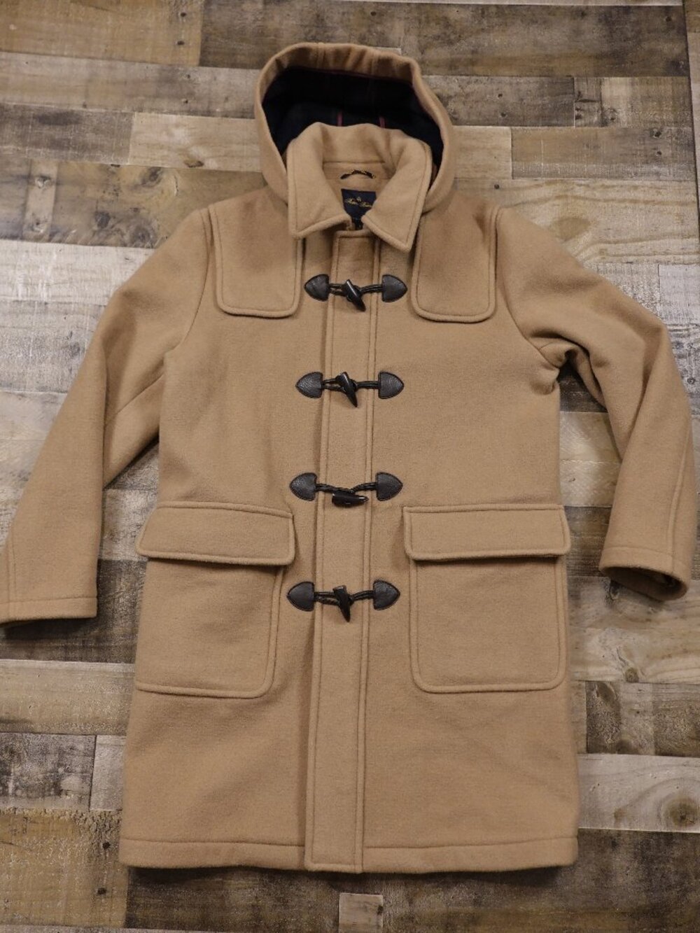 Brooks Brothers Duffle Coat Men’s Medium Camel 100% Wool Hooded Toggle